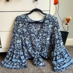 American Eagle Bell Sleeve Floral Top